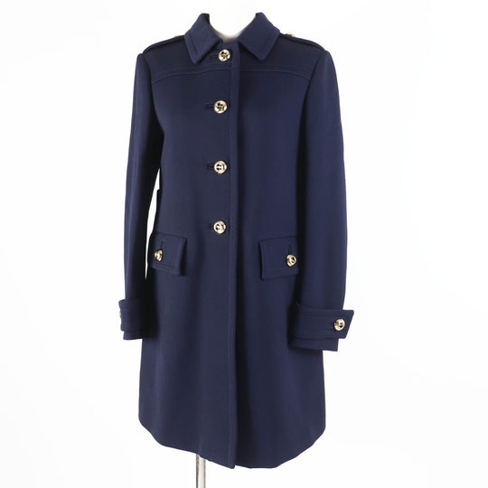 PRADA coat P629DI Outer: 100% virgin wool, Lining: 86% rayon, Lining: 34% silk, Part: 100% polyester Navy Women 38 Used Authentic