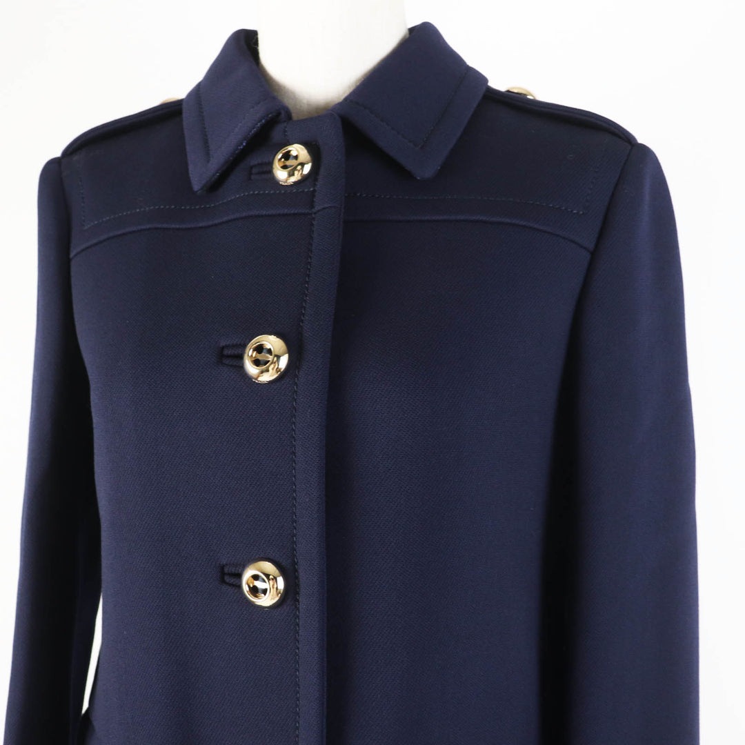 PRADA coat P629DI Outer: 100% virgin wool, Lining: 86% rayon, Lining: 34% silk, Part: 100% polyester Navy Women 38 Used Authentic