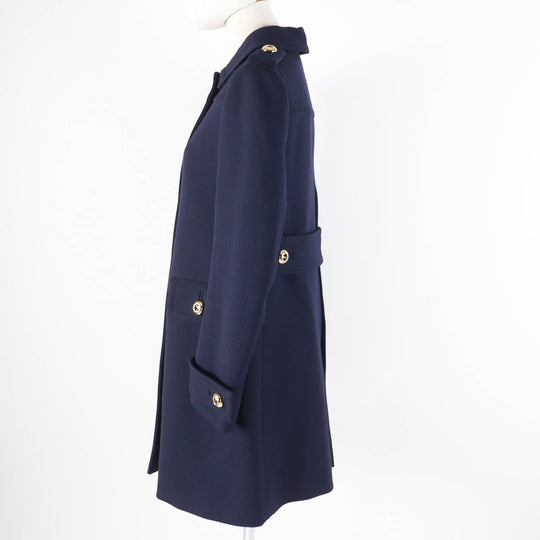 PRADA coat P629DI Outer: 100% virgin wool, Lining: 86% rayon, Lining: 34% silk, Part: 100% polyester Navy Women 38 Used Authentic