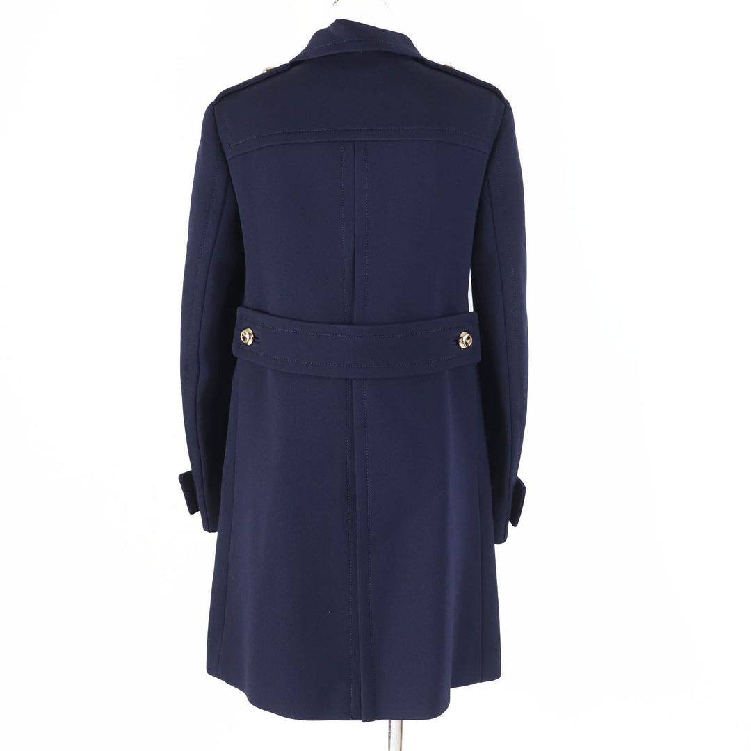 PRADA coat P629DI Outer: 100% virgin wool, Lining: 86% rayon, Lining: 34% silk, Part: 100% polyester Navy Women 38 Used Authentic