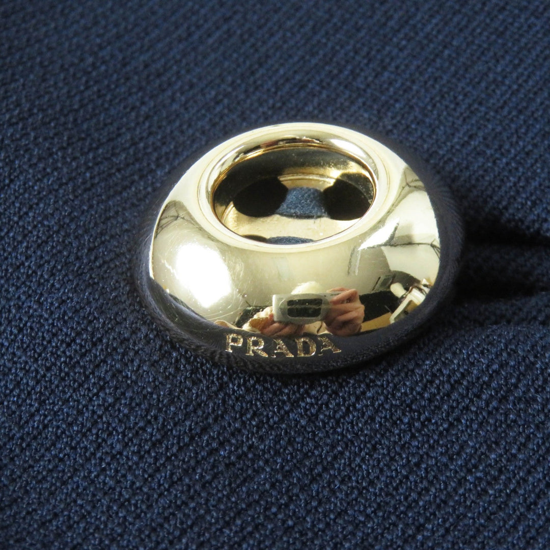 PRADA coat P629DI Outer: 100% virgin wool, Lining: 86% rayon, Lining: 34% silk, Part: 100% polyester Navy Women 38 Used Authentic
