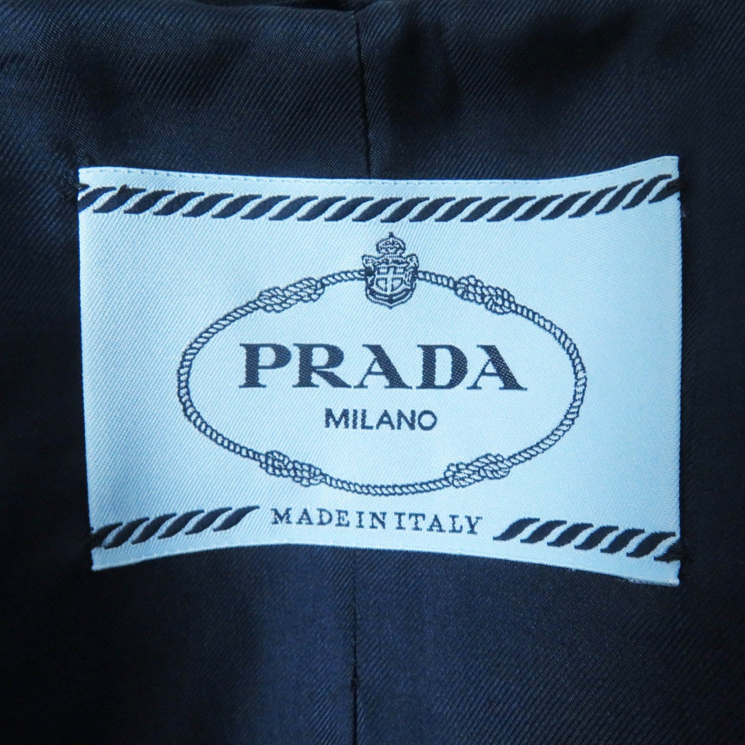 PRADA coat P629DI Outer: 100% virgin wool, Lining: 86% rayon, Lining: 34% silk, Part: 100% polyester Navy Women 38 Used Authentic