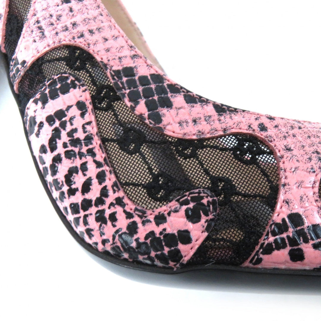 GUCCI pumps 738689 Main: Leather Pink black Women 36.5 Used Authentic