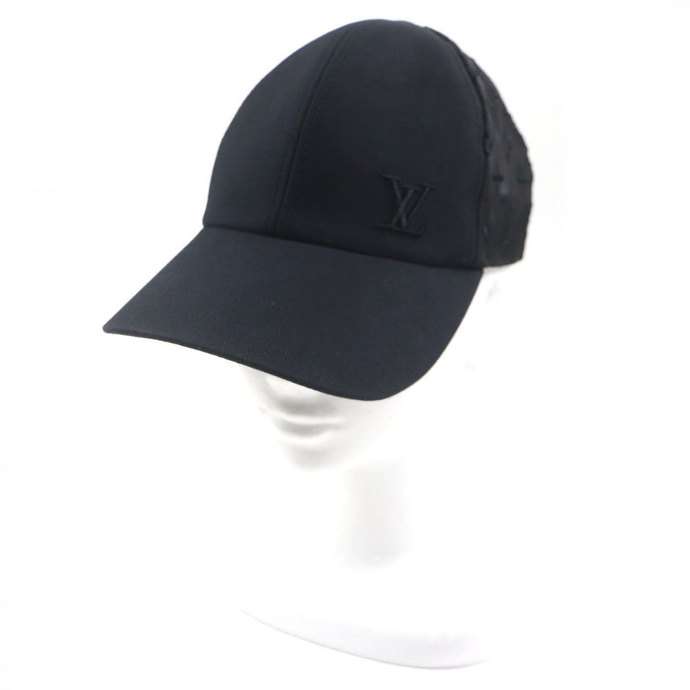 LOUIS VUITTON cap M77114 cotton black newsboy monogram mesh