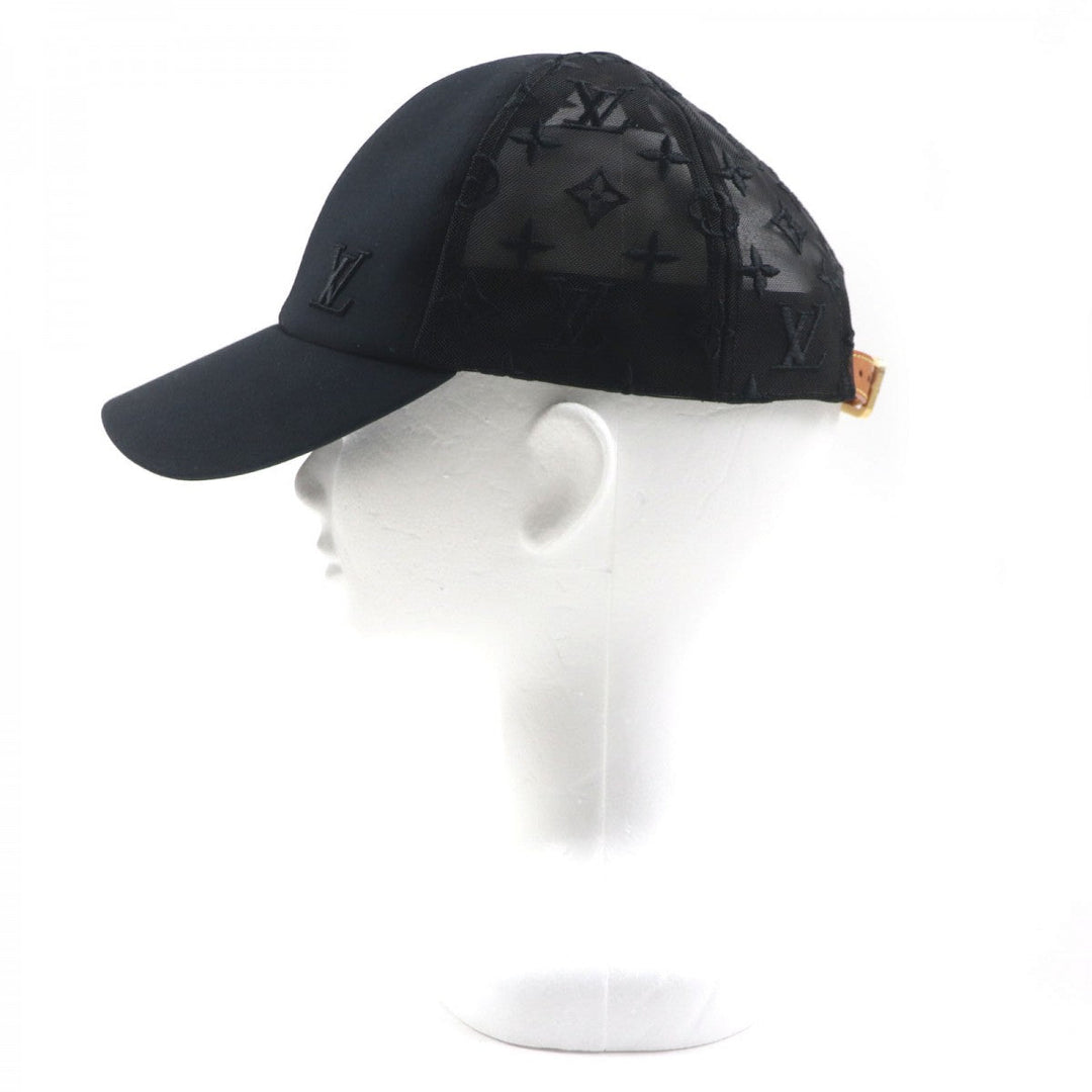LOUIS VUITTON cap M77114 cotton black newsboy monogram mesh
