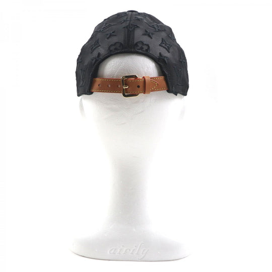 LOUIS VUITTON cap M77114 cotton black newsboy monogram mesh