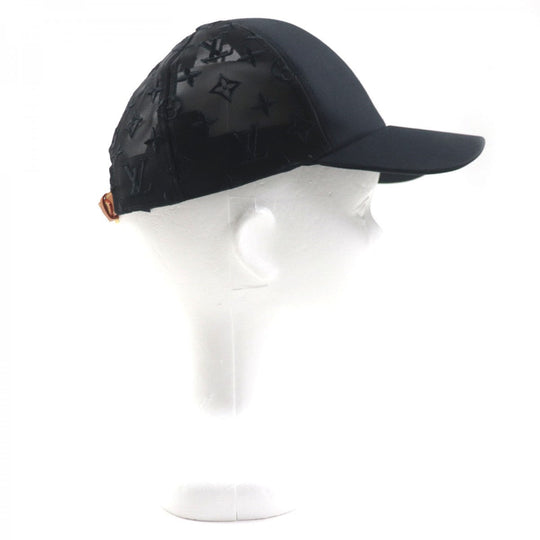 LOUIS VUITTON cap M77114 cotton black newsboy monogram mesh