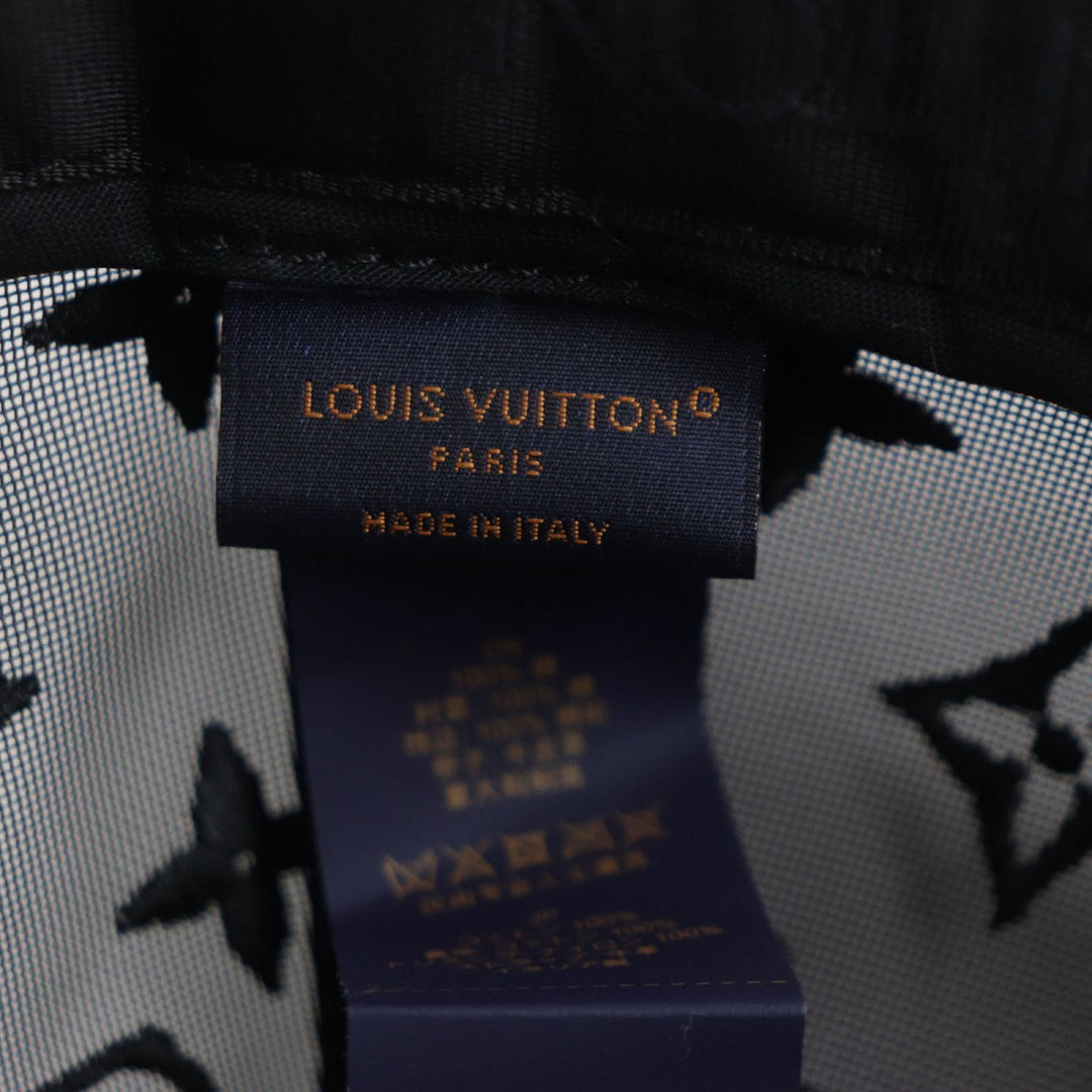 LOUIS VUITTON cap M77114 cotton black newsboy monogram mesh