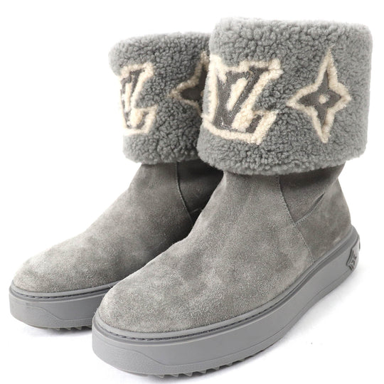 LOUIS VUITTON short boots Main: Mouton gray snowdrop line Women 38 Used Authentic