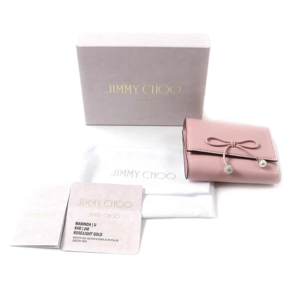 JIMMY CHOO Tri-fold wallet Main: Leather pink MARINDA Women Used Authentic
