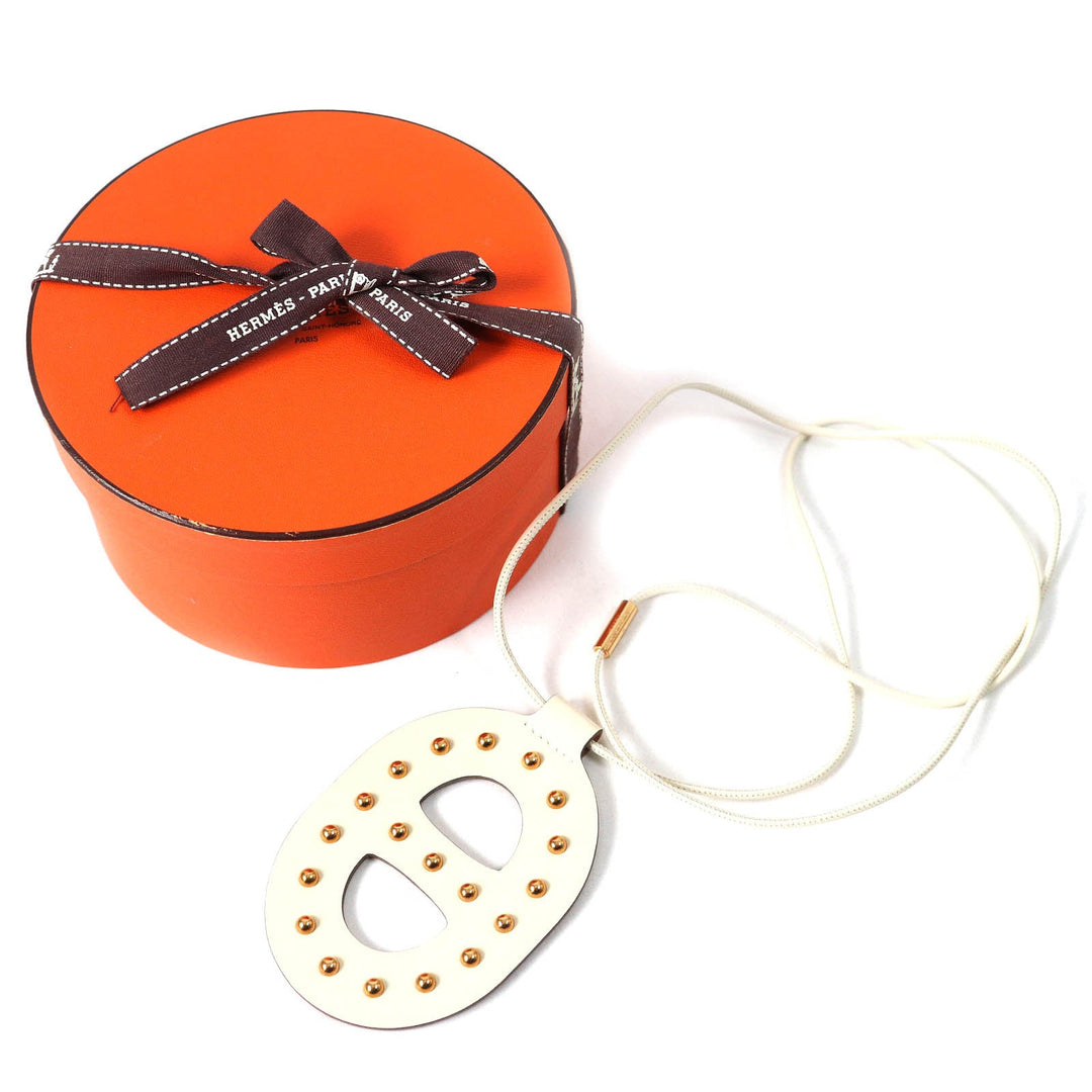 HERMES Necklace Main: Swift Nata Studded Chene Dunkle Women Used Authentic