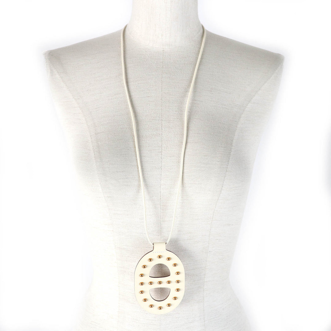 HERMES Necklace Main: Swift Nata Studded Chene Dunkle Women Used Authentic