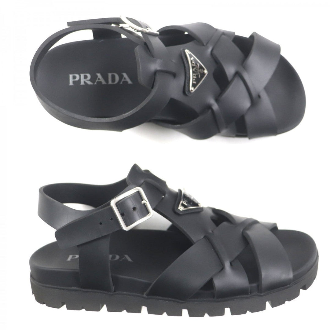 PRADA Sandals 2X3118 Main: Rubber black mens 6.5 Used Authentic