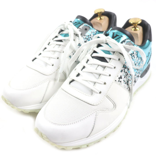 LOUIS VUITTON Low cut sneakers Main: Leather, Main: Nylon White Metal Blue Runaway line mens 6.5 Used Authentic