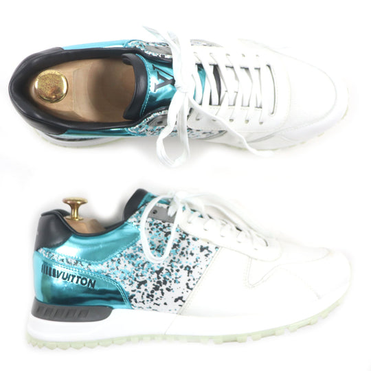 LOUIS VUITTON Low cut sneakers Main: Leather, Main: Nylon White Metal Blue Runaway line mens 6.5 Used Authentic