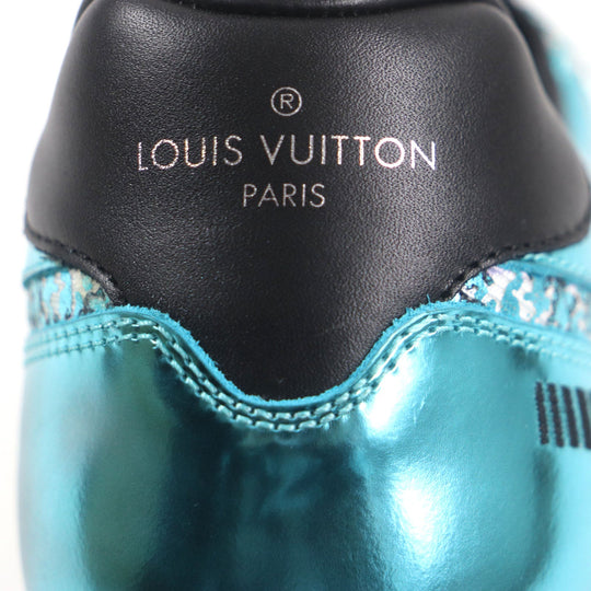 LOUIS VUITTON Low cut sneakers Main: Leather, Main: Nylon White Metal Blue Runaway line mens 6.5 Used Authentic