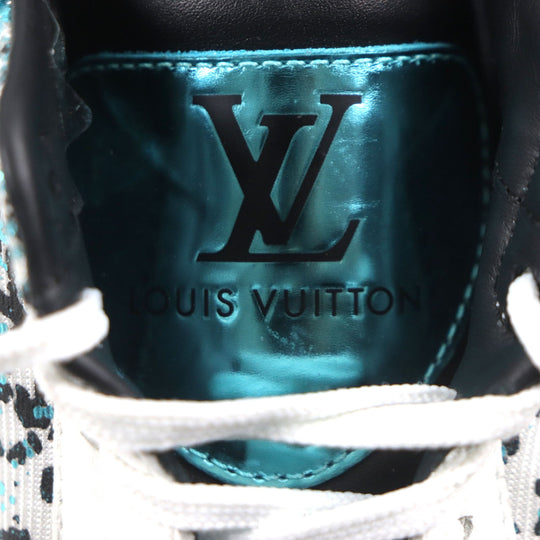 LOUIS VUITTON Low cut sneakers Main: Leather, Main: Nylon White Metal Blue Runaway line mens 6.5 Used Authentic