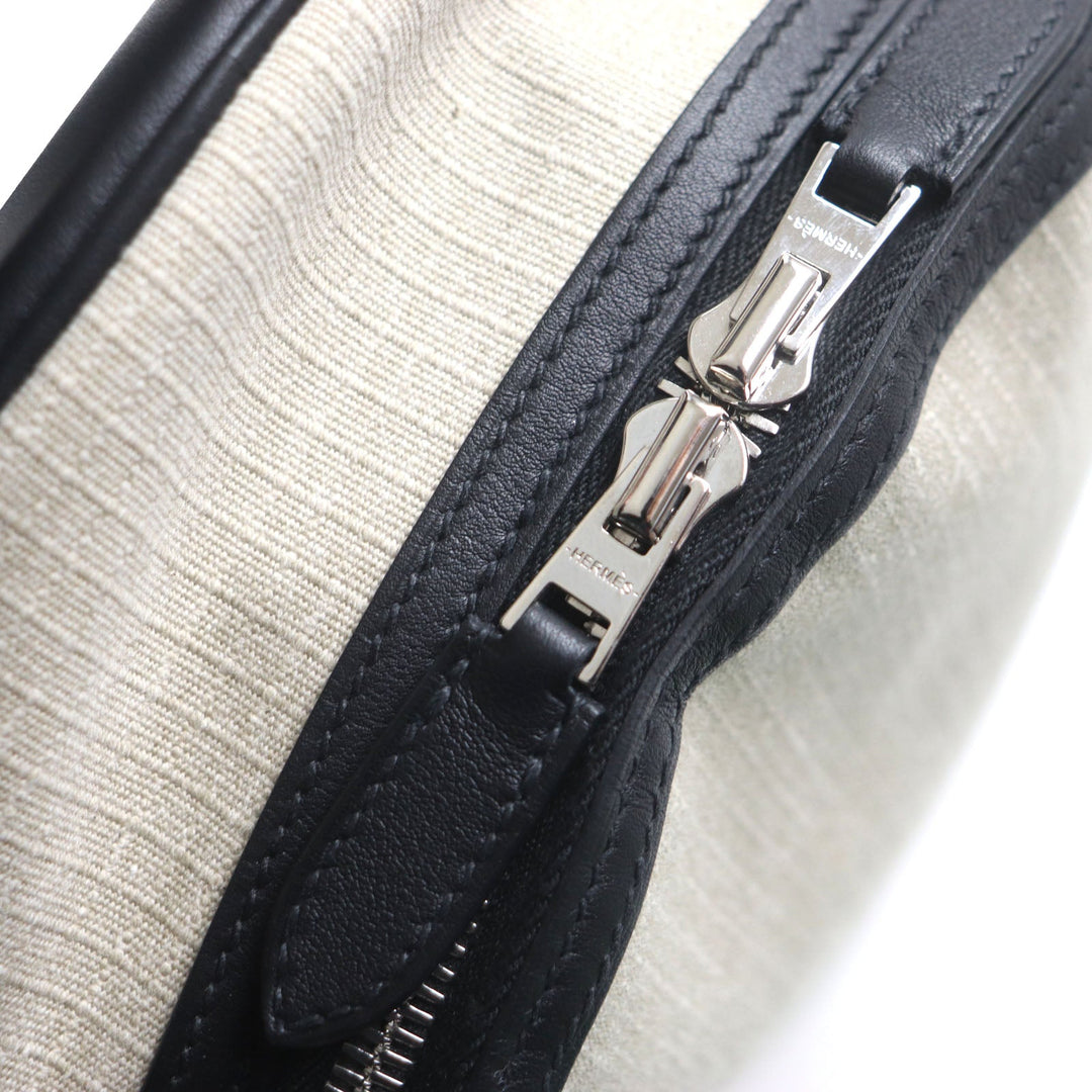 HERMES Backpack Main: Toile Bivaque, Main: Voss Swift Ficelle Black Sac Add Slicked Back mens Used Authentic