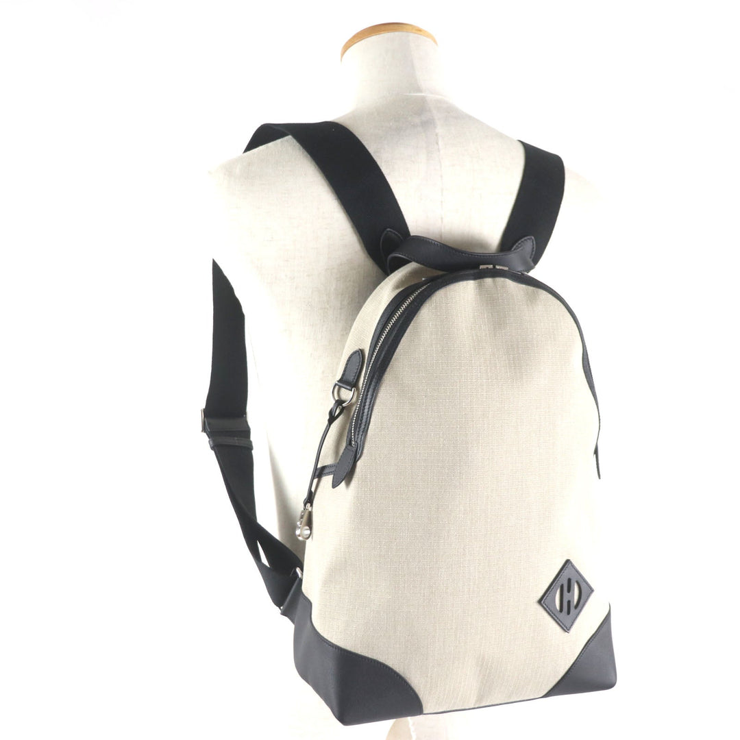 HERMES Backpack Main: Toile Bivaque, Main: Voss Swift Ficelle Black Sac Add Slicked Back mens Used Authentic