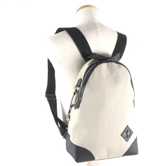 HERMES Backpack Main: Toile Bivaque, Main: Voss Swift Ficelle Black Sac Add Slicked Back mens Used Authentic
