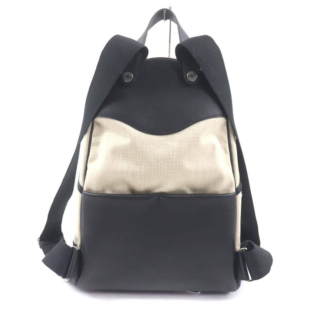 HERMES Backpack Main: Toile Bivaque, Main: Voss Swift Ficelle Black Sac Add Slicked Back mens Used Authentic