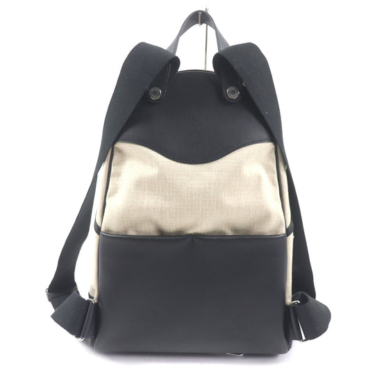 HERMES Backpack Main: Toile Bivaque, Main: Voss Swift Ficelle Black Sac Add Slicked Back mens Used Authentic