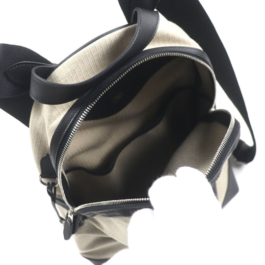HERMES Backpack Main: Toile Bivaque, Main: Voss Swift Ficelle Black Sac Add Slicked Back mens Used Authentic