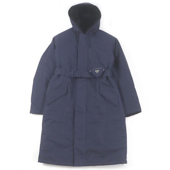 PRADA Mod coat SGO132 Outer: 51% polyamide (nylon), Outer: 49% cotton, Lining: 100% recycled polyamide, Part: 64% mohair, Part: 36% cotton Navy mens L Used Authentic