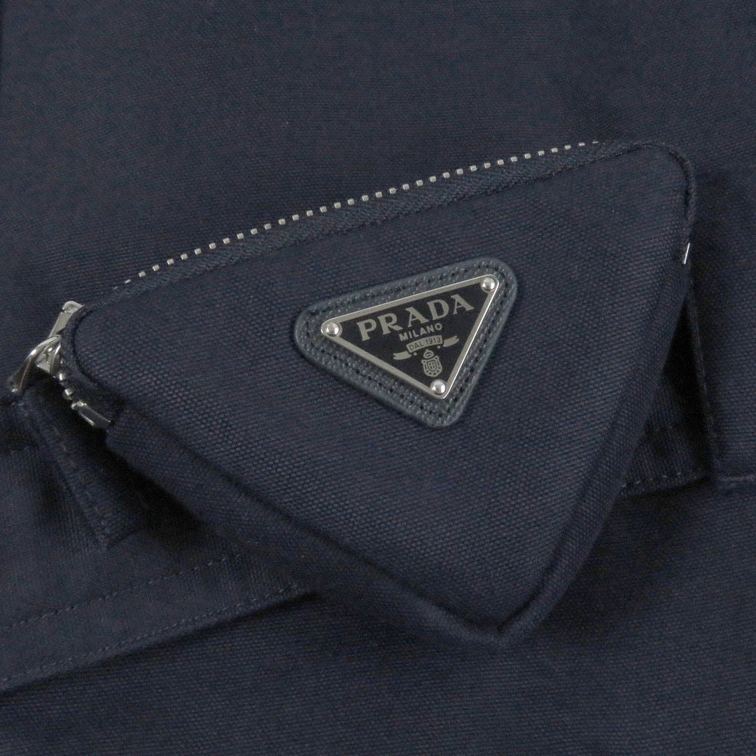PRADA Mod coat SGO132 Outer: 51% polyamide (nylon), Outer: 49% cotton, Lining: 100% recycled polyamide, Part: 64% mohair, Part: 36% cotton Navy mens L Used Authentic