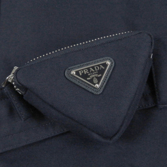 PRADA Mod coat SGO132 Outer: 51% polyamide (nylon), Outer: 49% cotton, Lining: 100% recycled polyamide, Part: 64% mohair, Part: 36% cotton Navy mens L Used Authentic