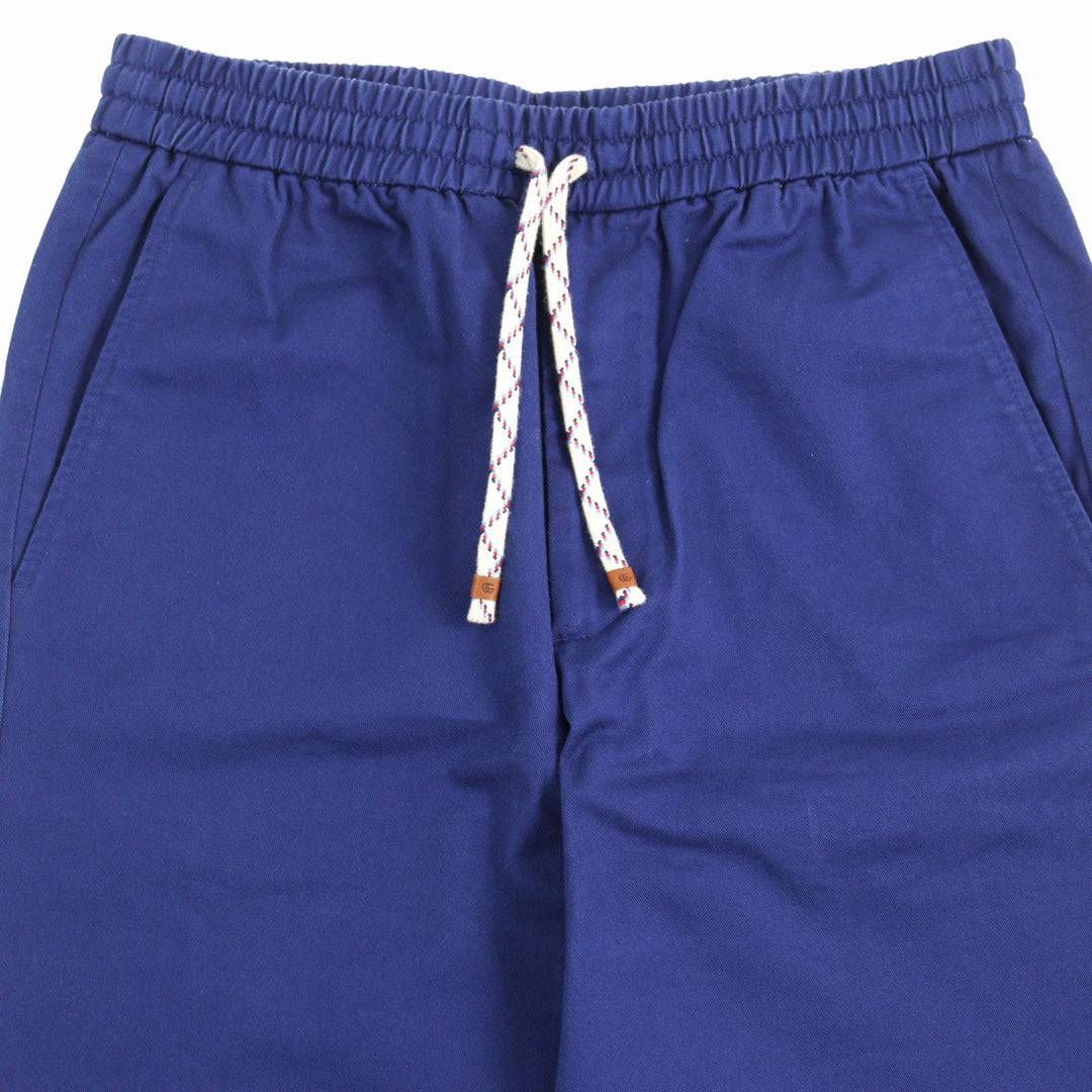GUCCI Pants 694110 Main: 100% cotton, Leather part: Cowhide Blue white mens 46 Used Authentic