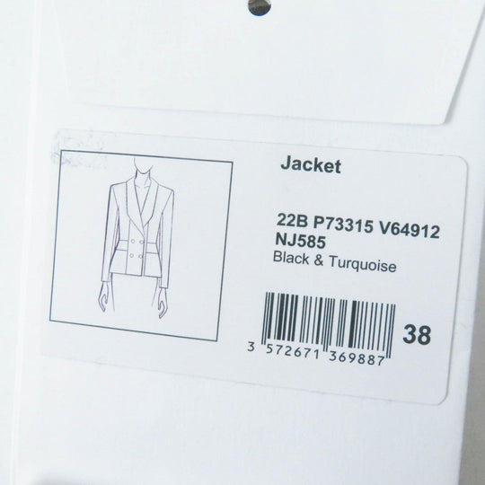 CHANEL tailored jacket 22B P73315 Outer material: 67% cotton, Outer material: 14% polyamide (nylon), Outer material: 13% wool, Outer material: 3% alpaca, Outer material: 3% polyester black turquoise Women 38 Used Authentic