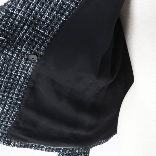 CHANEL tailored jacket 22B P73315 Outer material: 67% cotton, Outer material: 14% polyamide (nylon), Outer material: 13% wool, Outer material: 3% alpaca, Outer material: 3% polyester black turquoise Women 38 Used Authentic