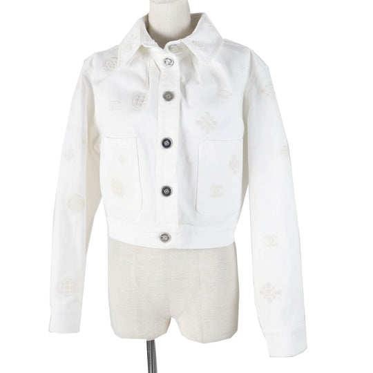 CHANEL Denim Jacket P70204 Main: 100% cotton white Women 36 Used Authentic