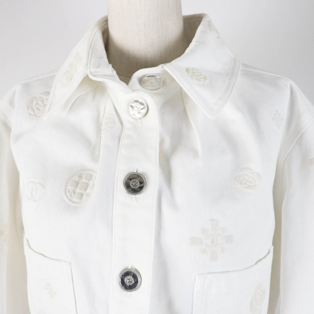 CHANEL Denim Jacket P70204 Main: 100% cotton white Women 36 Used Authentic