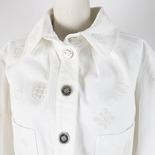 CHANEL Denim Jacket P70204 Main: 100% cotton white Women 36 Used Authentic
