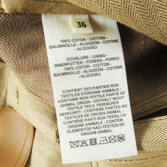 HERMES Denim Jacket 4E0229DV Main: 100% cotton, Lining: 100% cotton, Leather part: Sheepskin Brown beige type Chevron Women 36 Used Authentic