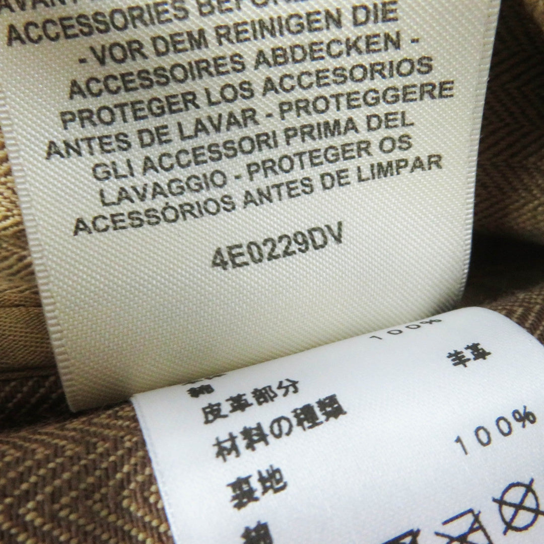HERMES Denim Jacket 4E0229DV Main: 100% cotton, Lining: 100% cotton, Leather part: Sheepskin Brown beige type Chevron Women 36 Used Authentic