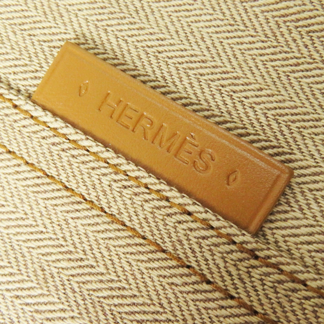 HERMES Denim Jacket 4E0229DV Main: 100% cotton, Lining: 100% cotton, Leather part: Sheepskin Brown beige type Chevron Women 36 Used Authentic
