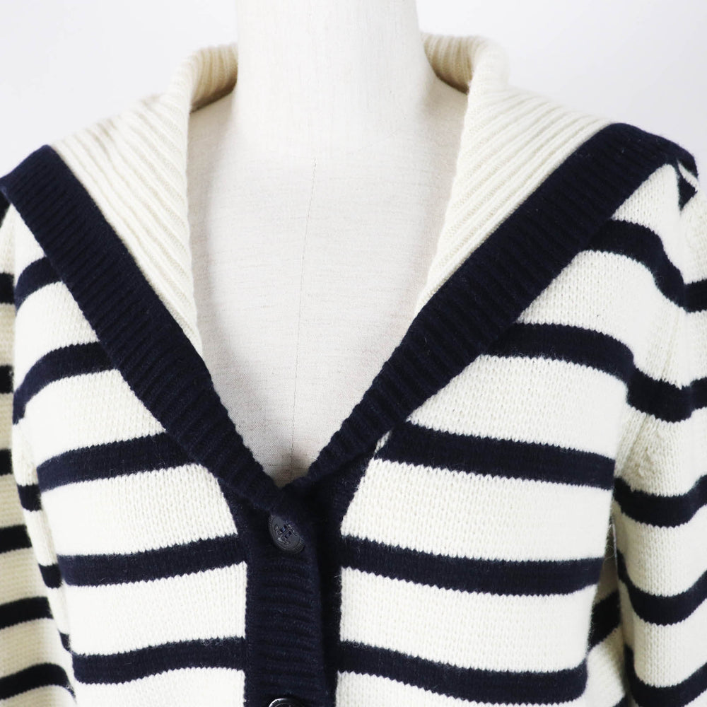 Christian Dior cardigan 224G02AM309 Main: 70% wool, Main: 30% cashmere Ivory Dark Navy Marinier Women 44 Used Authentic
