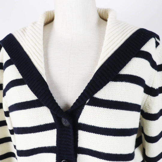 Christian Dior cardigan 224G02AM309 Main: 70% wool, Main: 30% cashmere Ivory Dark Navy Marinier Women 44 Used Authentic