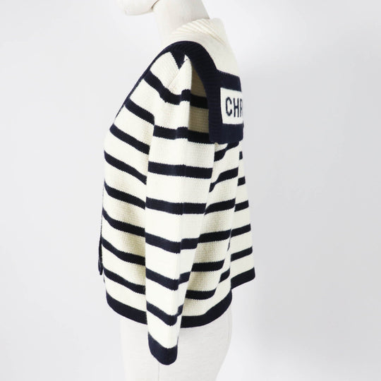 Christian Dior cardigan 224G02AM309 Main: 70% wool, Main: 30% cashmere Ivory Dark Navy Marinier Women 44 Used Authentic