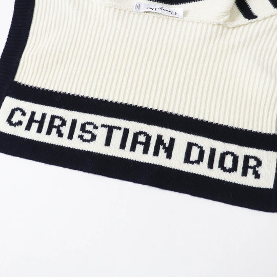 Christian Dior cardigan 224G02AM309 Main: 70% wool, Main: 30% cashmere Ivory Dark Navy Marinier Women 44 Used Authentic