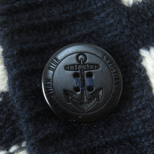 Christian Dior cardigan 224G02AM309 Main: 70% wool, Main: 30% cashmere Ivory Dark Navy Marinier Women 44 Used Authentic