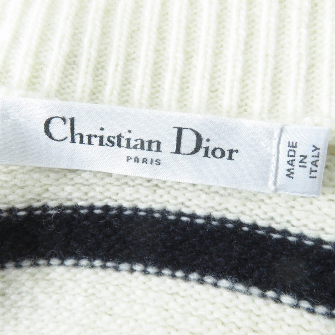 Christian Dior cardigan 224G02AM309 Main: 70% wool, Main: 30% cashmere Ivory Dark Navy Marinier Women 44 Used Authentic