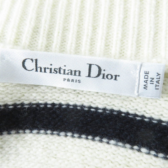 Christian Dior cardigan 224G02AM309 Main: 70% wool, Main: 30% cashmere Ivory Dark Navy Marinier Women 44 Used Authentic