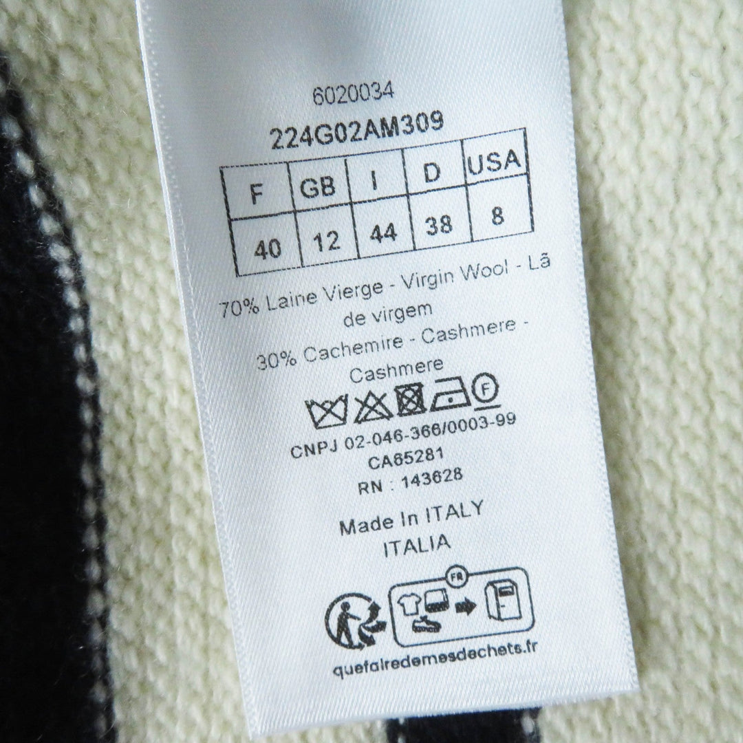 Christian Dior cardigan 224G02AM309 Main: 70% wool, Main: 30% cashmere Ivory Dark Navy Marinier Women 44 Used Authentic