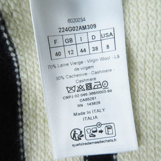 Christian Dior cardigan 224G02AM309 Main: 70% wool, Main: 30% cashmere Ivory Dark Navy Marinier Women 44 Used Authentic