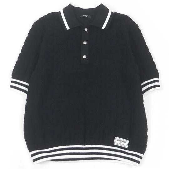 BALMAIN Short sleeve polo shirt GB045KE54 cotton black mens S Used Authentic