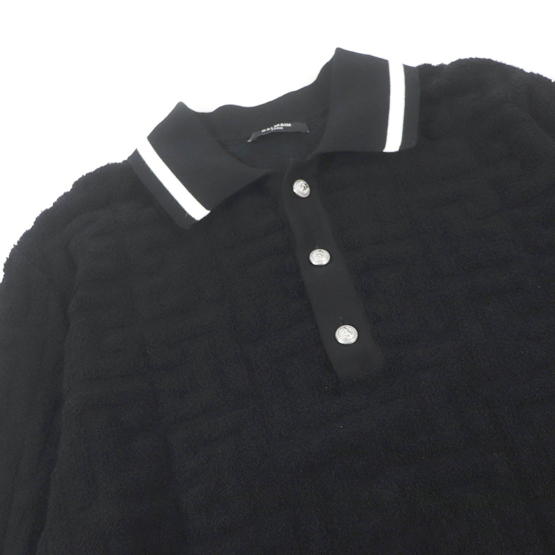BALMAIN Short sleeve polo shirt GB045KE54 cotton black mens S Used Authentic